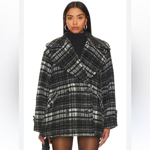 Free People Highlands Wool Coat in Salt & Pepper Revolve NWT XS - Picture 2 of 12